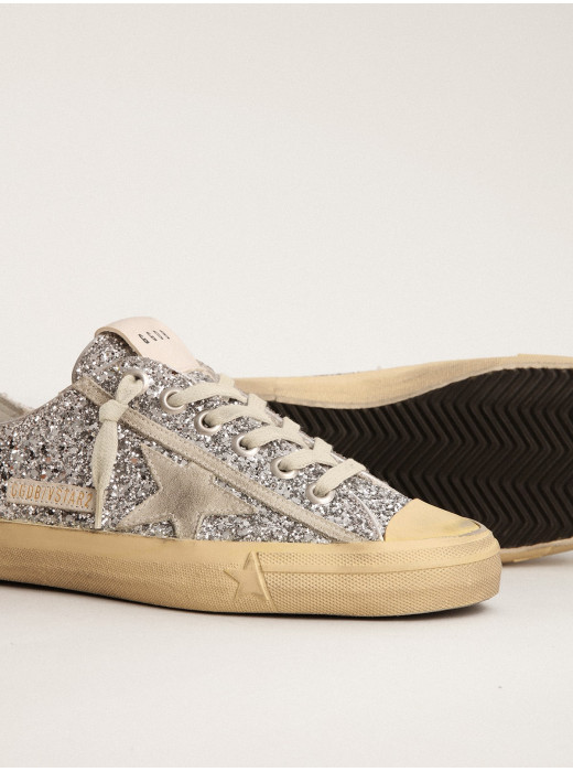 Women's V-Star LTD in silver glitter with ice-gray suede star