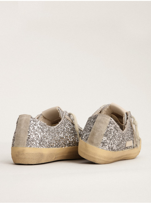 Women's V-Star LTD in silver glitter with ice-gray suede star