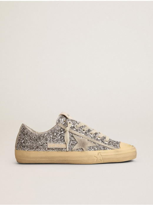 Women's V-Star LTD in silver glitter with ice-gray suede star