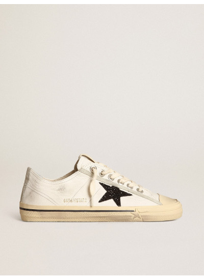 V-Star in white nappa leather with a black glitter star