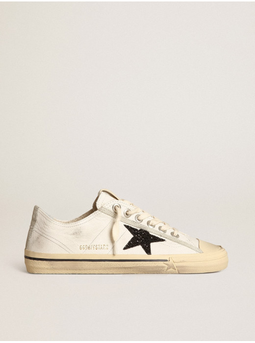 V-Star in white nappa leather with a black glitter star