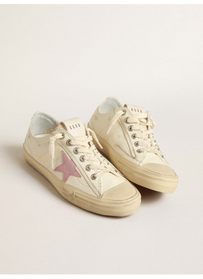 V-Star in beige nappa leather with old-rose suede star