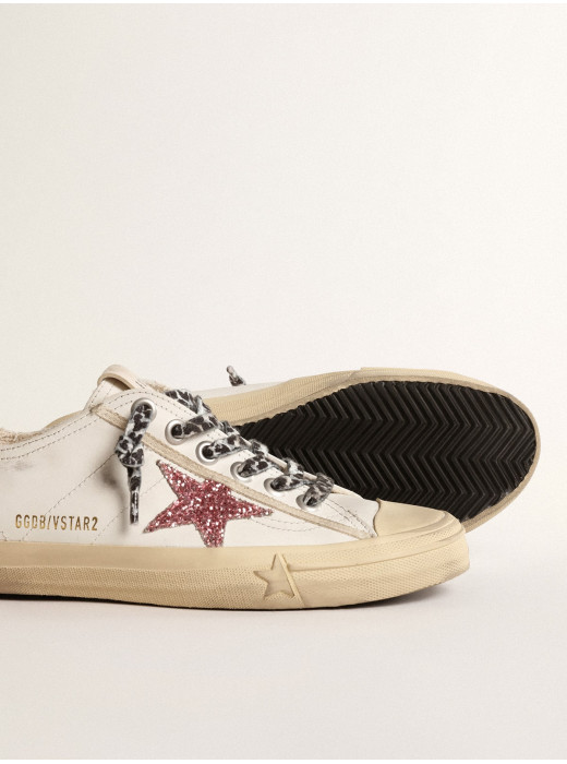 V-Star with pink glitter star and metallic leather heel tab