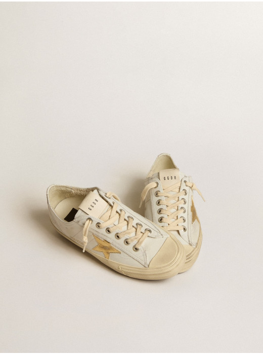 V-Star in white leather with gold metallic leather star