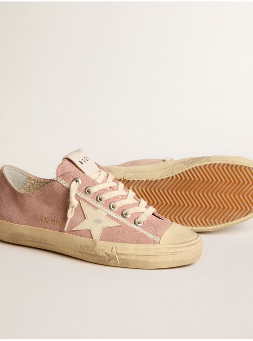 V-Star in pink suede with cream leather star