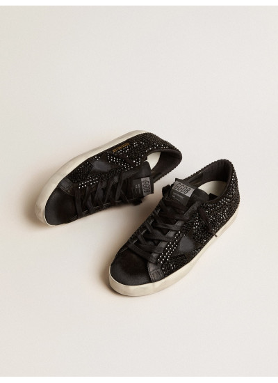 Super-Star in black suede with Swarovski crystals and black suede star