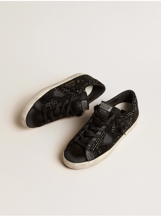 Super-Star in black suede with Swarovski crystals and black suede star