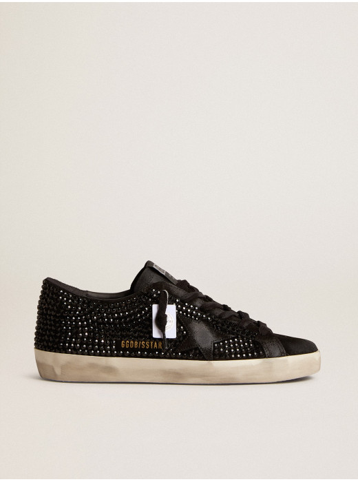 Super-Star in black suede with Swarovski crystals and black suede star