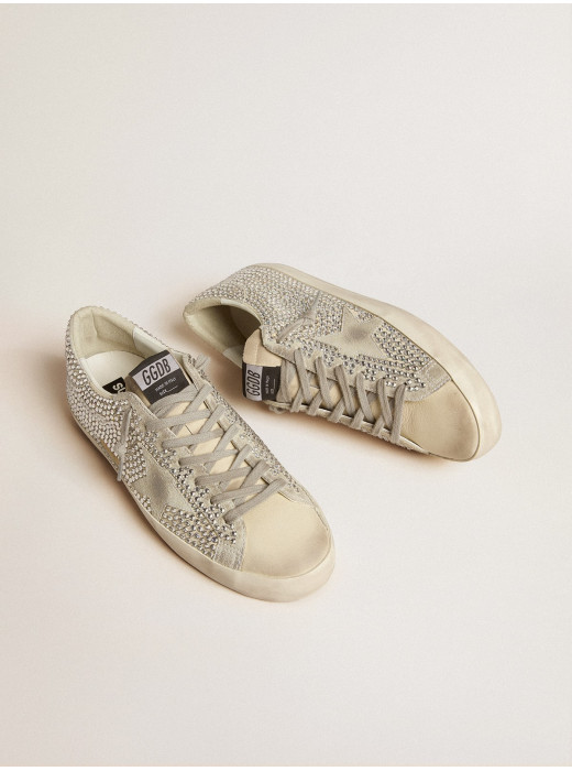 Super-Star in nubuck with Swarovski crystals and ice-gray suede star