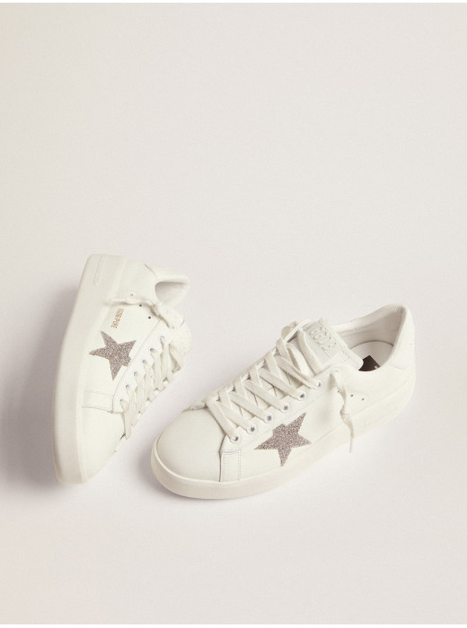 Women’s Purestar in white leather with silver Swarovski crystal star