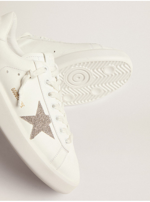 Women’s Purestar in white leather with silver Swarovski crystal star