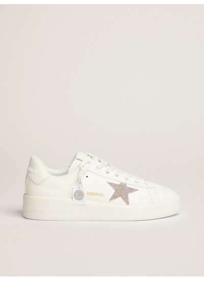 Women’s Purestar in white leather with silver Swarovski crystal star