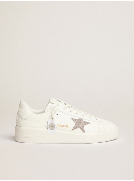 Women’s Purestar in white leather with silver Swarovski crystal star