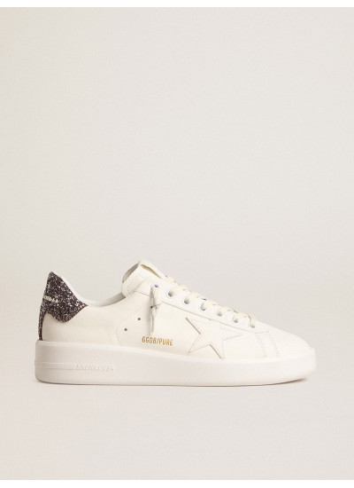 Women’s Purestar with white leather star and anthracite glitter heel tab