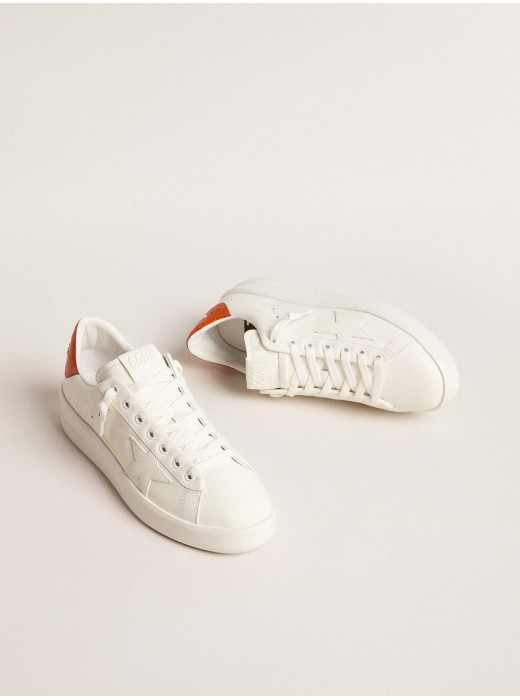 Women’s Purestar with white leather star and orange heel tab