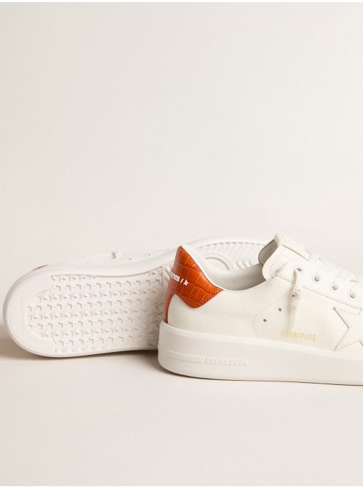 Women’s Purestar with white leather star and orange heel tab