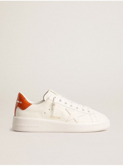 Women’s Purestar with white leather star and orange heel tab