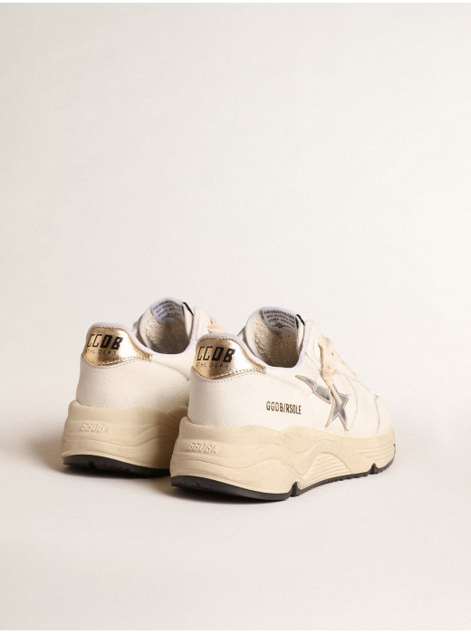 Running Sole in nappa with silver star and gold leather heel tab