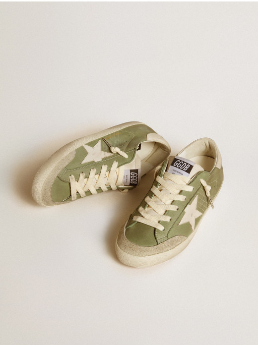 Super-Star LTD in green nubuck with white leather star and heel tab