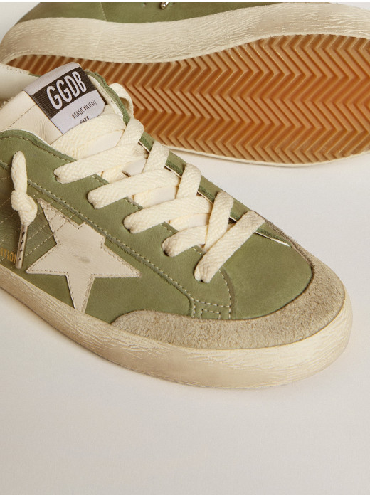Super-Star LTD in green nubuck with white leather star and heel tab