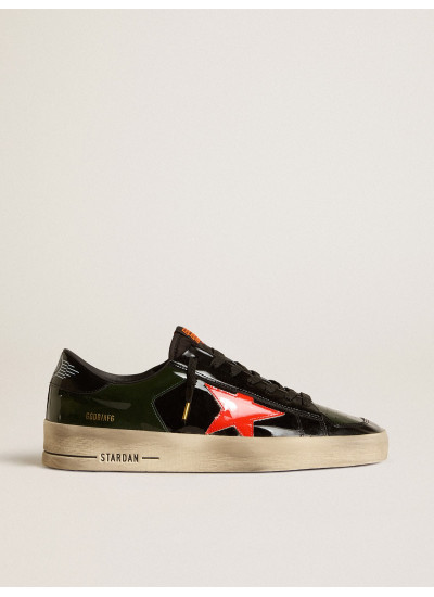 Women's Stardan LAB in black and green patent leather with orange star