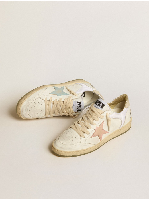 Ball Star in nylon and leather with pink and light blue star and beige heel tab