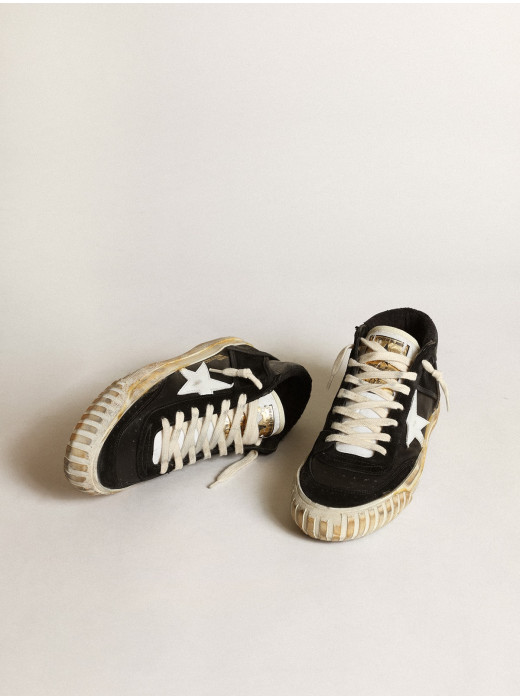 Women’s Mid Star in black nappa and suede with white leather star