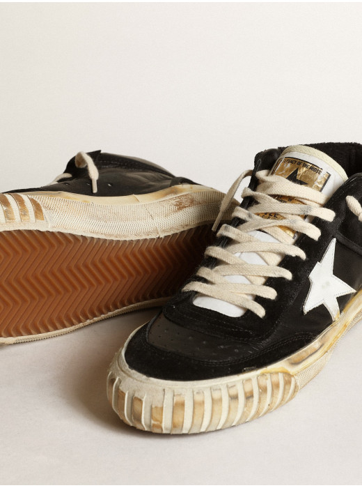 Women’s Mid Star in black nappa and suede with white leather star