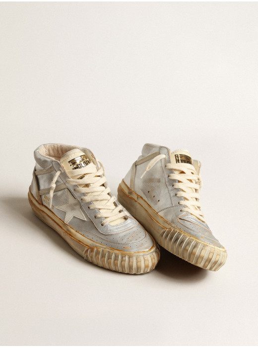 Women’s Mid Star in silver metallic leather with ivory star