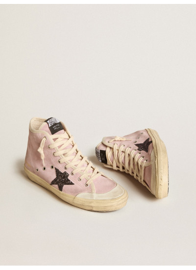 Francy Penstar in pink suede with gray glitter star