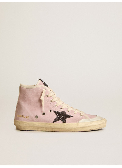 Francy Penstar in pink suede with gray glitter star