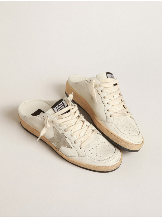 Ball Star Sabots in nappa leather with ice-gray suede star