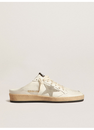 Ball Star Sabots in nappa leather with ice-gray suede star