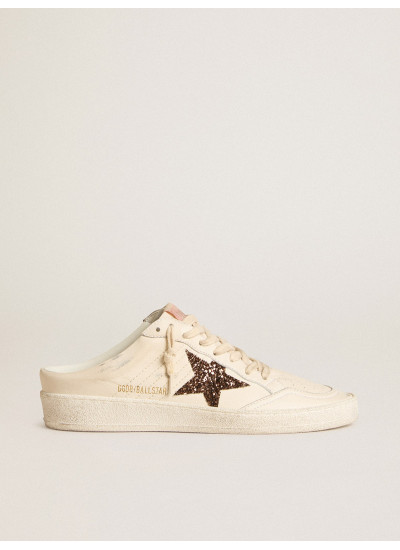 Ball Star Sabots in ivory nappa with bronze glitter star