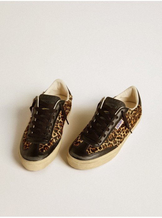 Soul Star in leopard-print pony skin with black nappa leather heel tab and inserts