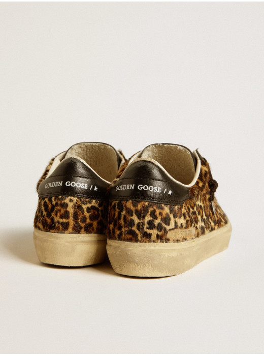 Soul Star in leopard-print pony skin with black nappa leather heel tab and inserts