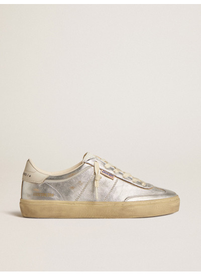 Soul Star in metallic silver leather with white leather heel tab