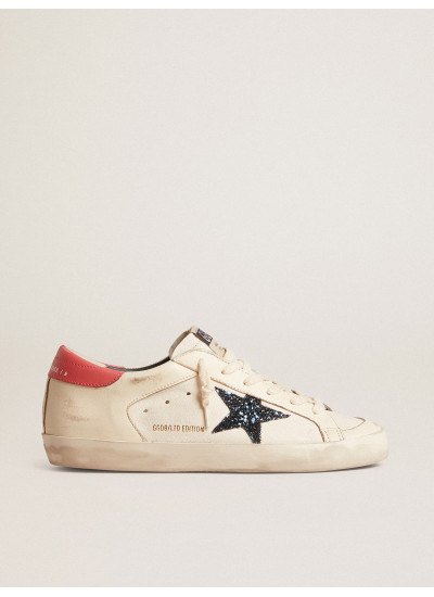 Women's Super-Star LTD in nappa with blue glitter star and red heel tab