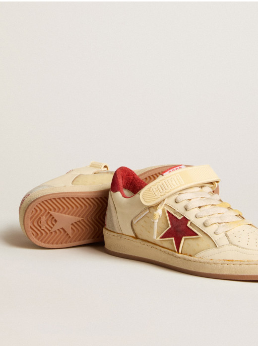 Women’s Ball Star LAB in cream-colored nappa with red suede star