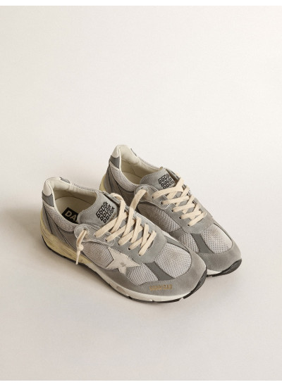 Dad-Star in suede and silver mesh with white leather star and heel tab