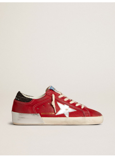 Women’s Super-Star LTD in red nubuck with leather star and glitter heel tab