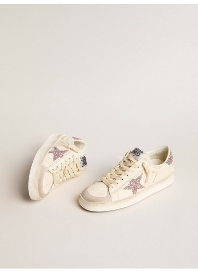 Women's Stardan in nappa and suede with pink glitter star and heel tab