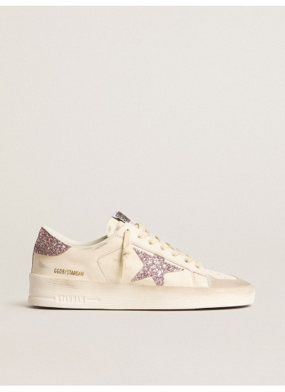 Women's Stardan in nappa and suede with pink glitter star and heel tab