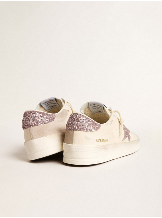 Women's Stardan in nappa and suede with pink glitter star and heel tab