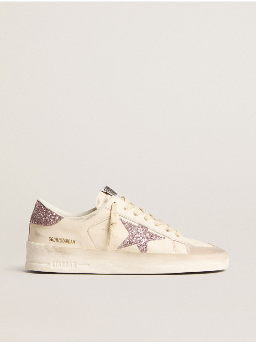 Women's Stardan in nappa and suede with pink glitter star and heel tab