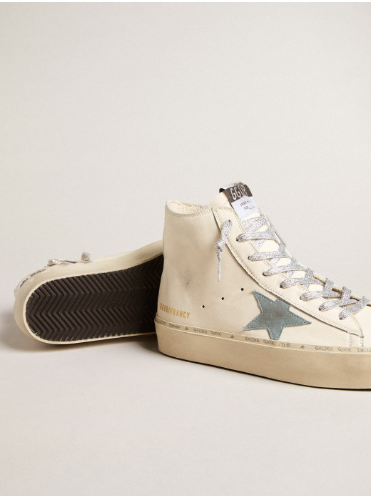 Francy Penstar in white nappa leather with powder-blue suede star