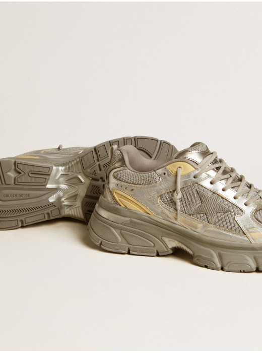 Women’s Lightstar in metallic leather and silver mesh with gray star