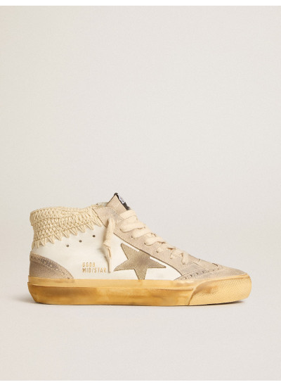 Mid Star LTD with pearl suede star and beige crochet heel tab