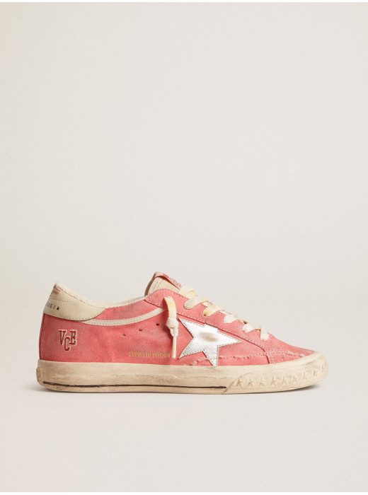 Women's Super-Star LTD in red suede with silver star and leather heel tab