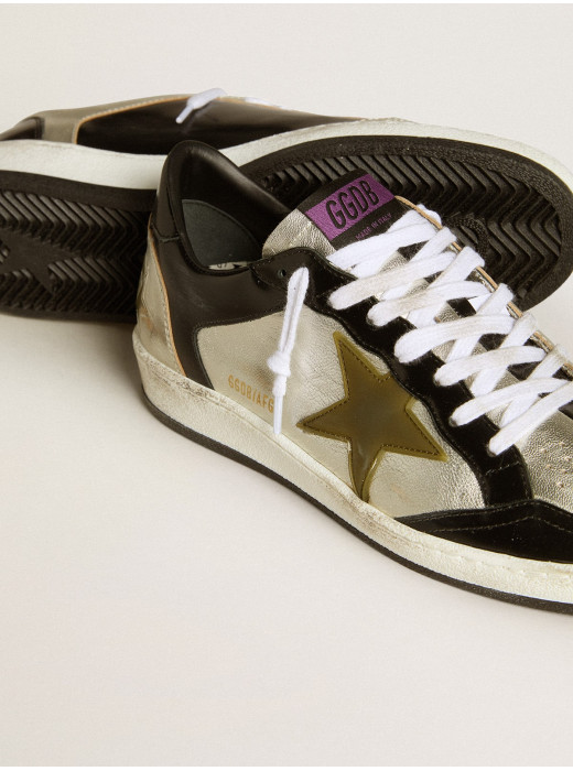 Women’s Ball Star LAB in silver leather with brown leather star and black heel tab